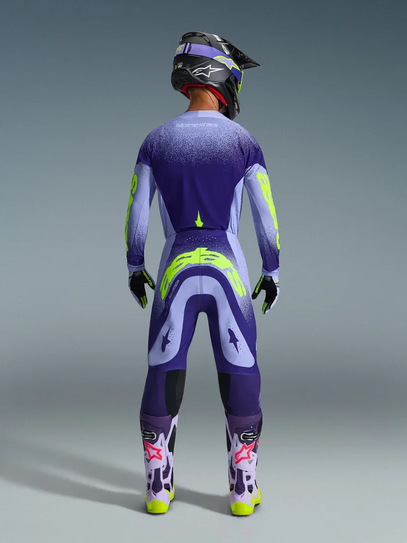 Conjunto Alpinestars Supertech Scenz 26 Roxo/Amarelo Flúor